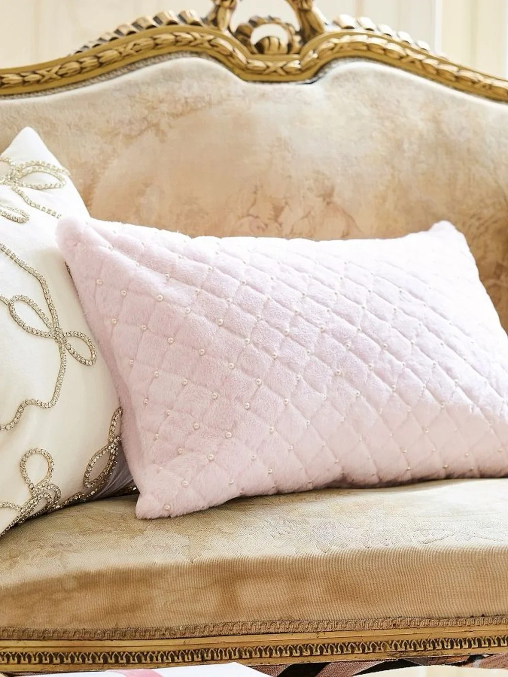 Pottery Barn LoveShackFancy Faux Fur Pearl Lumbar Pillow Cover